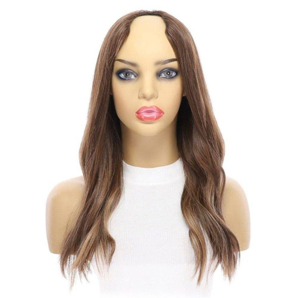 20" U-Shape Wig Medium Brown Balayage