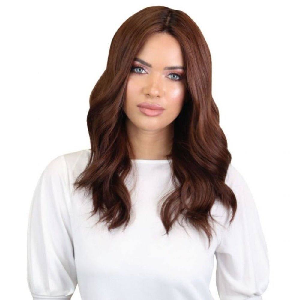 22" Ponytail Silk Part Wig Auburn w/ Rooting