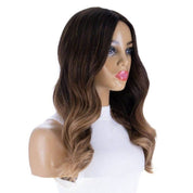 22" Ponytail Silk Part Wig Dark Brown Ombre