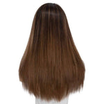 22" Ponytail Silk Part Wig Dark Brown Ombre
