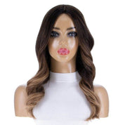 22" Ponytail Silk Part Wig Dark Brown Ombre