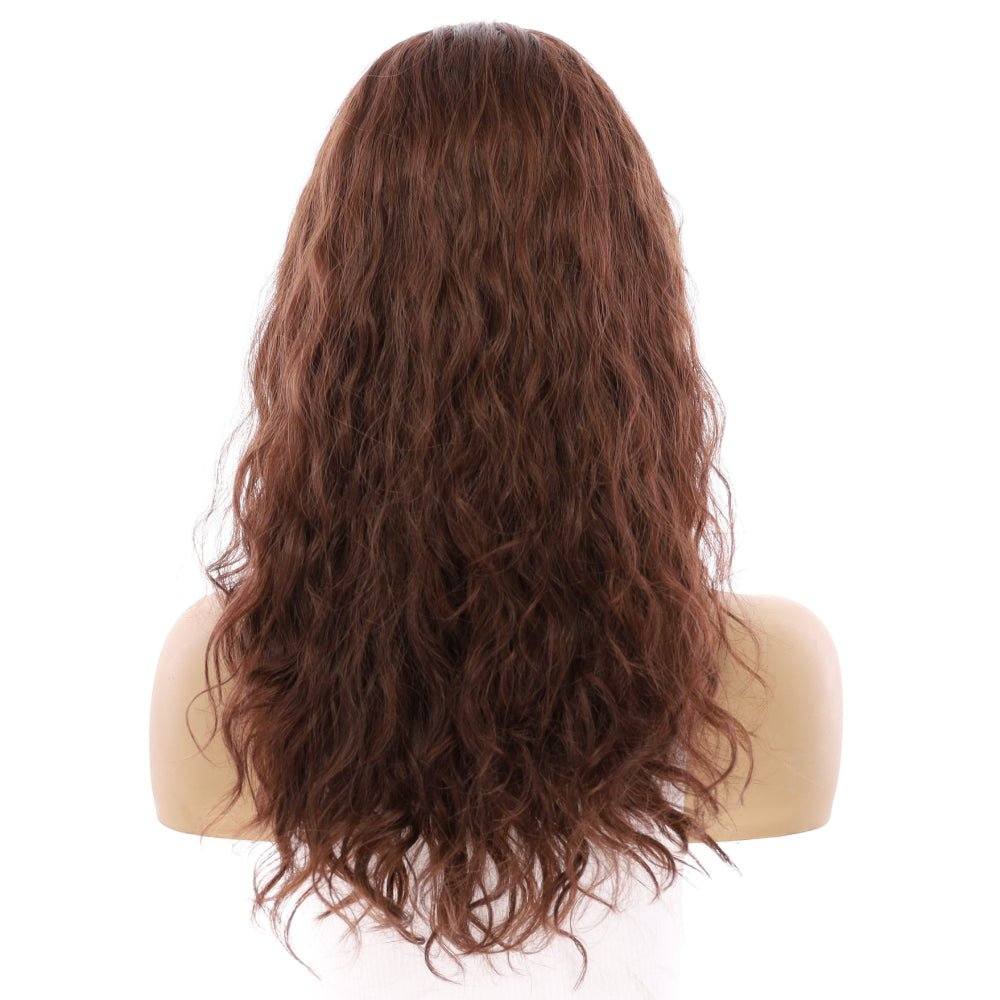22" Ponytail Silk Part Wig Auburn Wavy