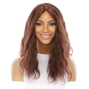 22" Ponytail Silk Part Wig Auburn Wavy