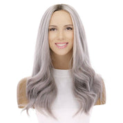 22" Ponytail Silk Part Wig Silver Smoke