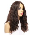 22" Ponytail Silk Part Wig Dark Brown Wavy