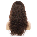 22" Ponytail Silk Part Wig Dark Brown Wavy
