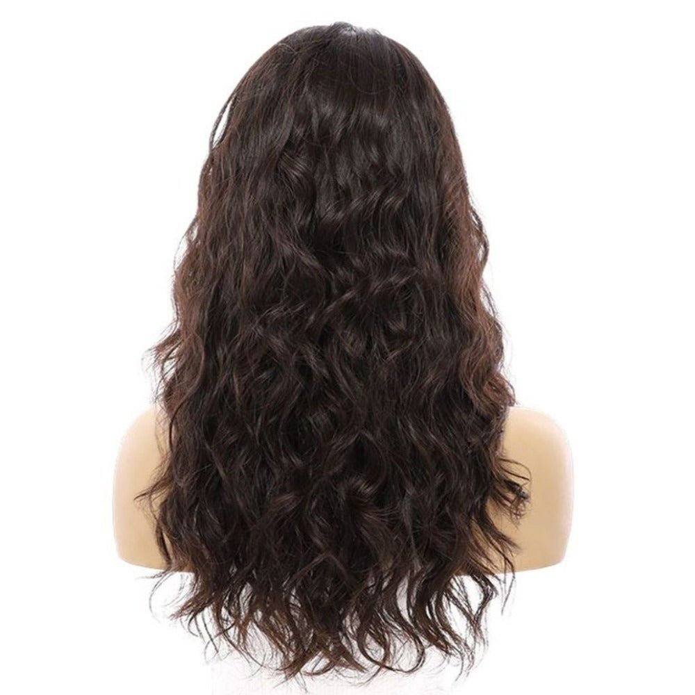 22" Ponytail Silk Part Wig Natural Black Wavy