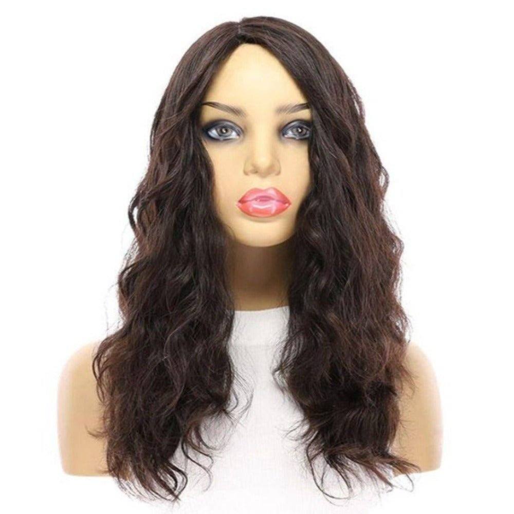 22" Ponytail Silk Part Wig Natural Black Wavy