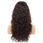 22" Ponytail Silk Part Wig Soft Black Wavy