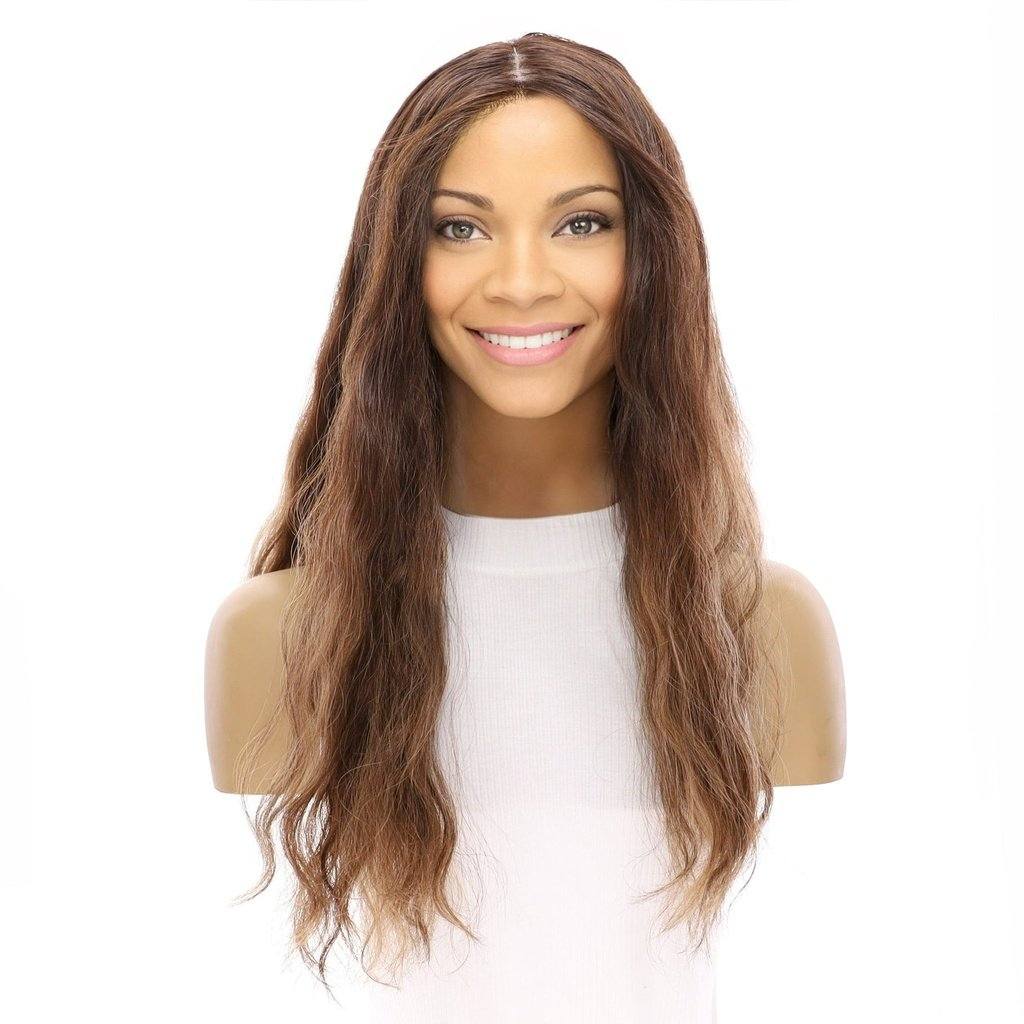22" Princess Silk Top Wig Medium Brown Balayage Wavy