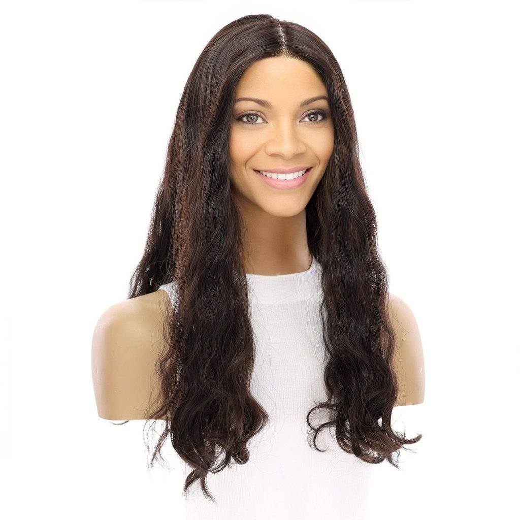 22" Princess Silk Top Wig Soft Black Wavy