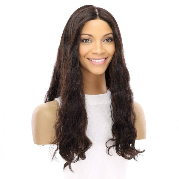 22" Princess Silk Top Wig Soft Black Wavy