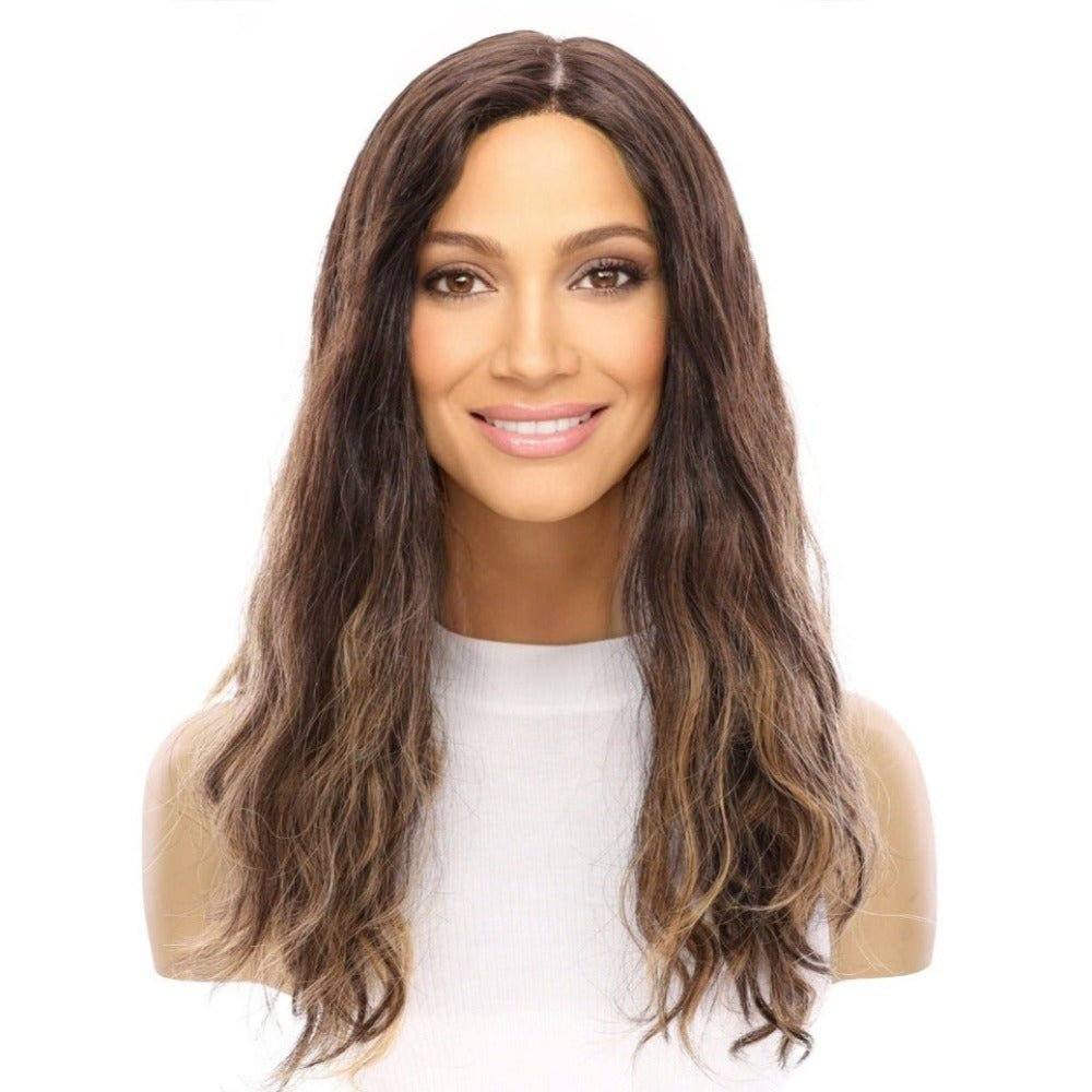 22" Reese Silk Top Wig Dark Brown Balayage Wavy