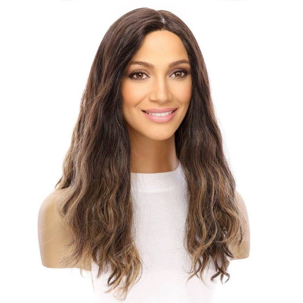 22" Reese Silk Top Wig Dark Brown Balayage Wavy
