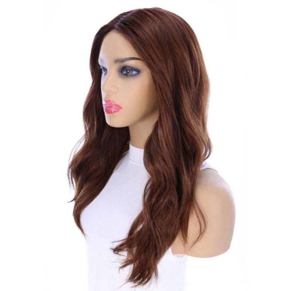 22" Ponytail Silk Part Wig Auburn w/ Rooting