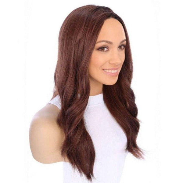22" Ponytail Silk Part Wig Auburn w/ Partial Rooting
