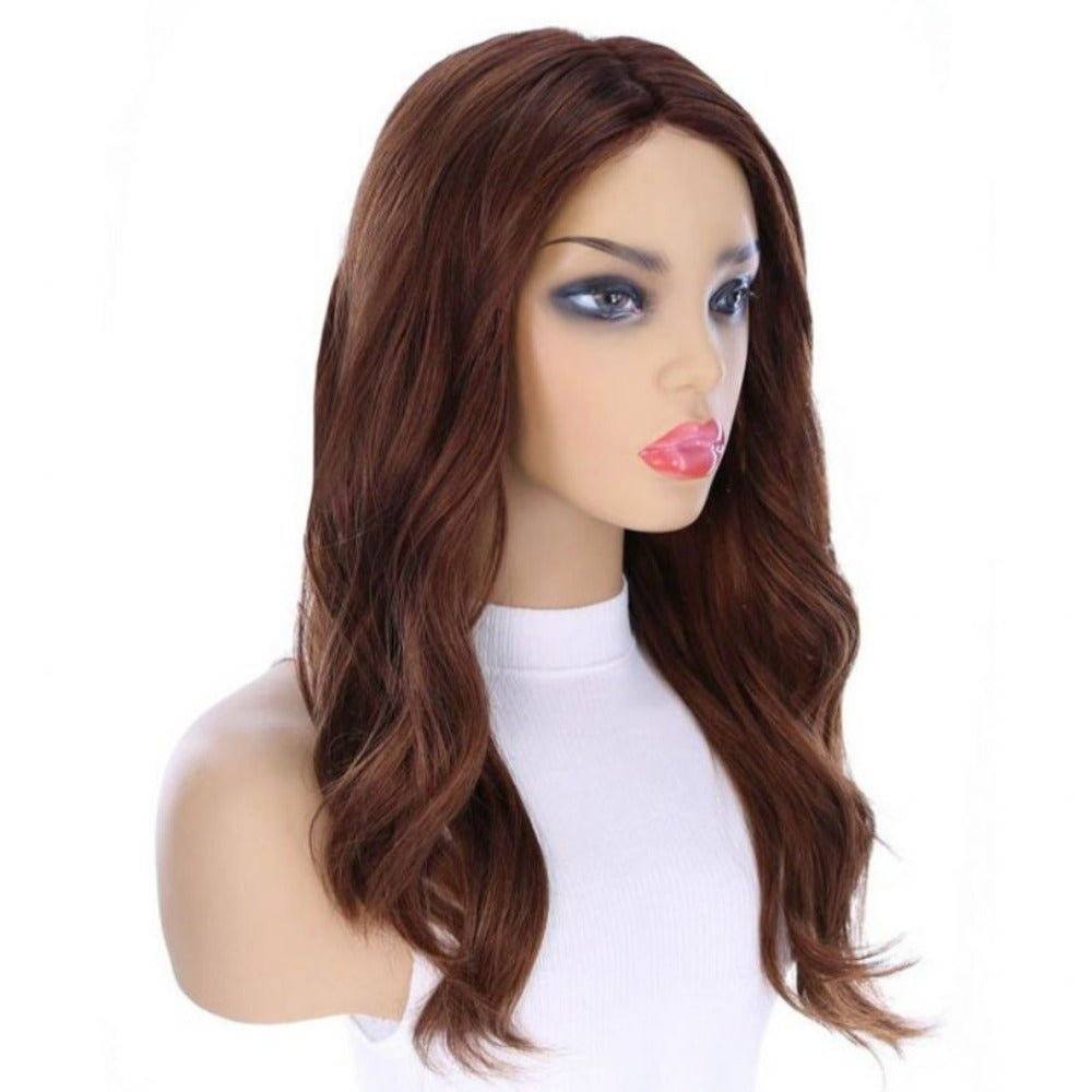 22" Ponytail Silk Part Wig Auburn w/ Rooting