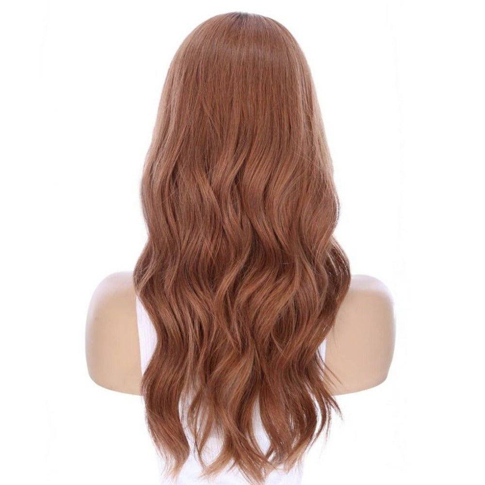 22" Ponytail Silk Part Wig Copper w/ Partial Rooting