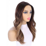 22" Ponytail Silk Part Wig Dark Brown Balayage w/ Mini Highlight