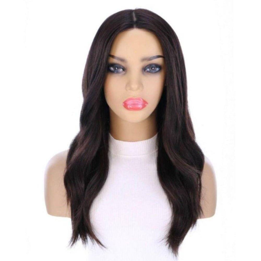 22" Ponytail Silk Part Wig Soft Black