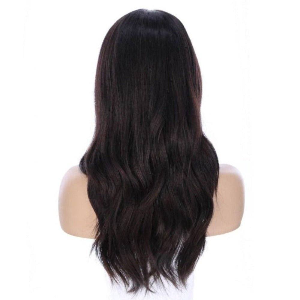 22" Ponytail Silk Part Wig Soft Black