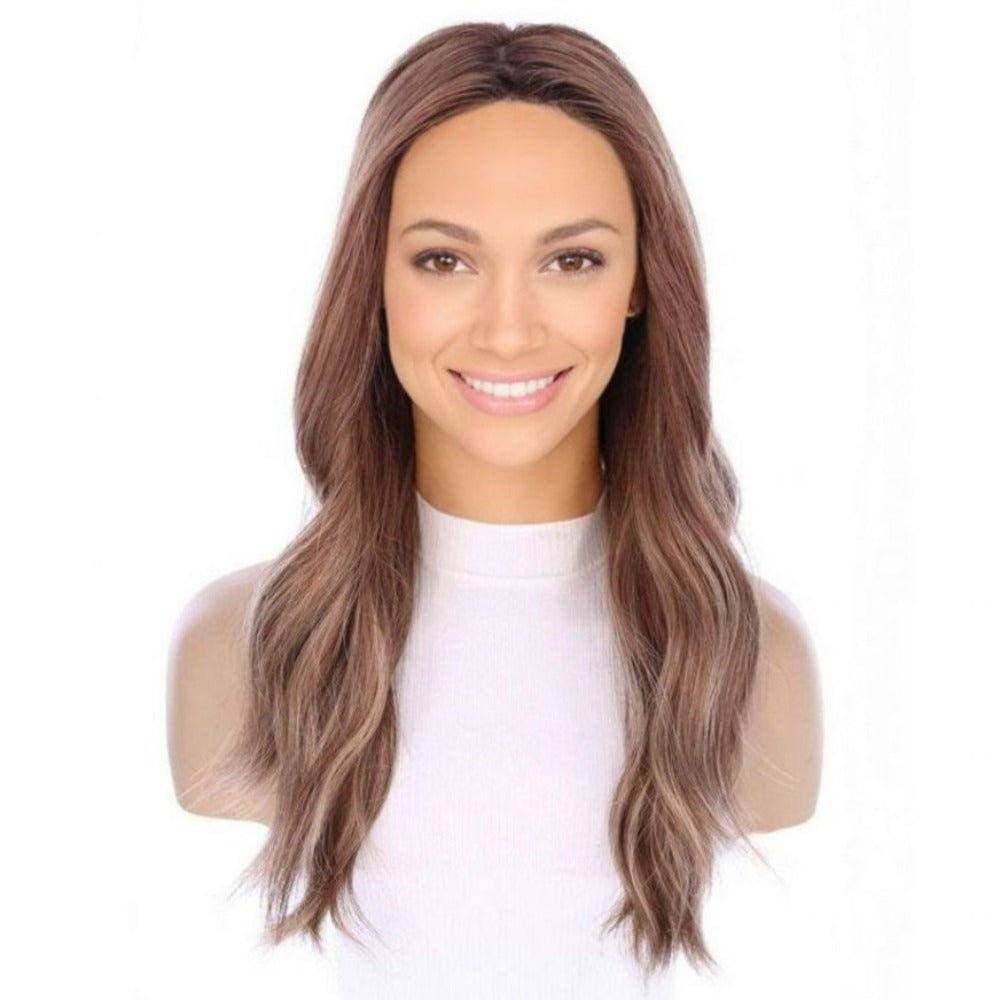 22" Ponytail Silk Part Wig Light Brown Babylight w/ Rooting