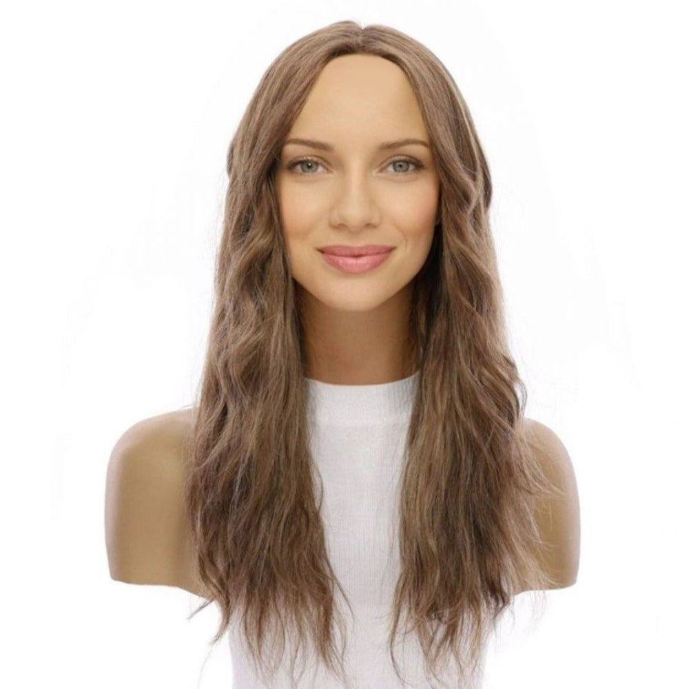 22" Ponytail Silk Part Wig Light Brown Babylight Wavy