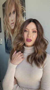 19" Nicole Silk Top Wig Medium Brown Babylight w/ Full Rooting