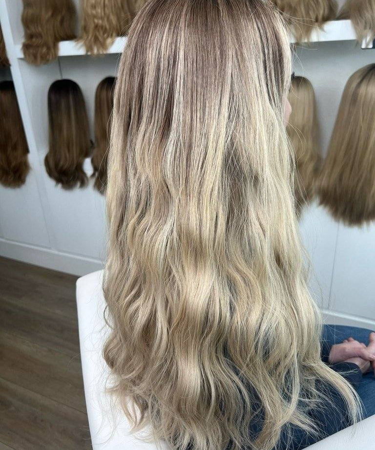 24" Divine Lace Top Wig Platinum Blonde With Reverse Balayage Color