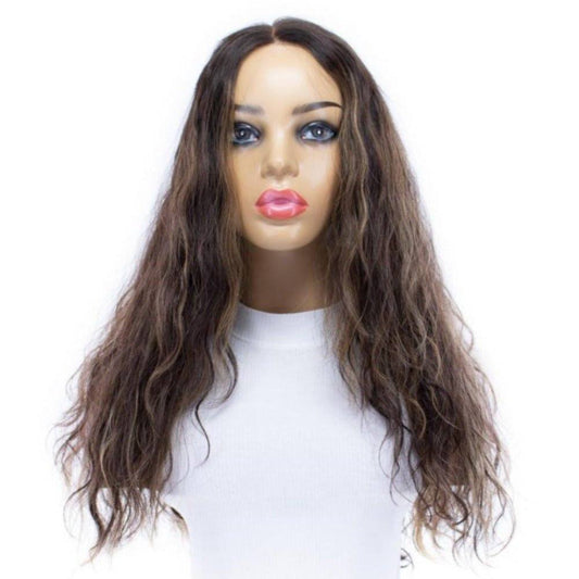 24" Divine Luxe Lace Top Wig #Dark Brown w/ Balayage Wavy