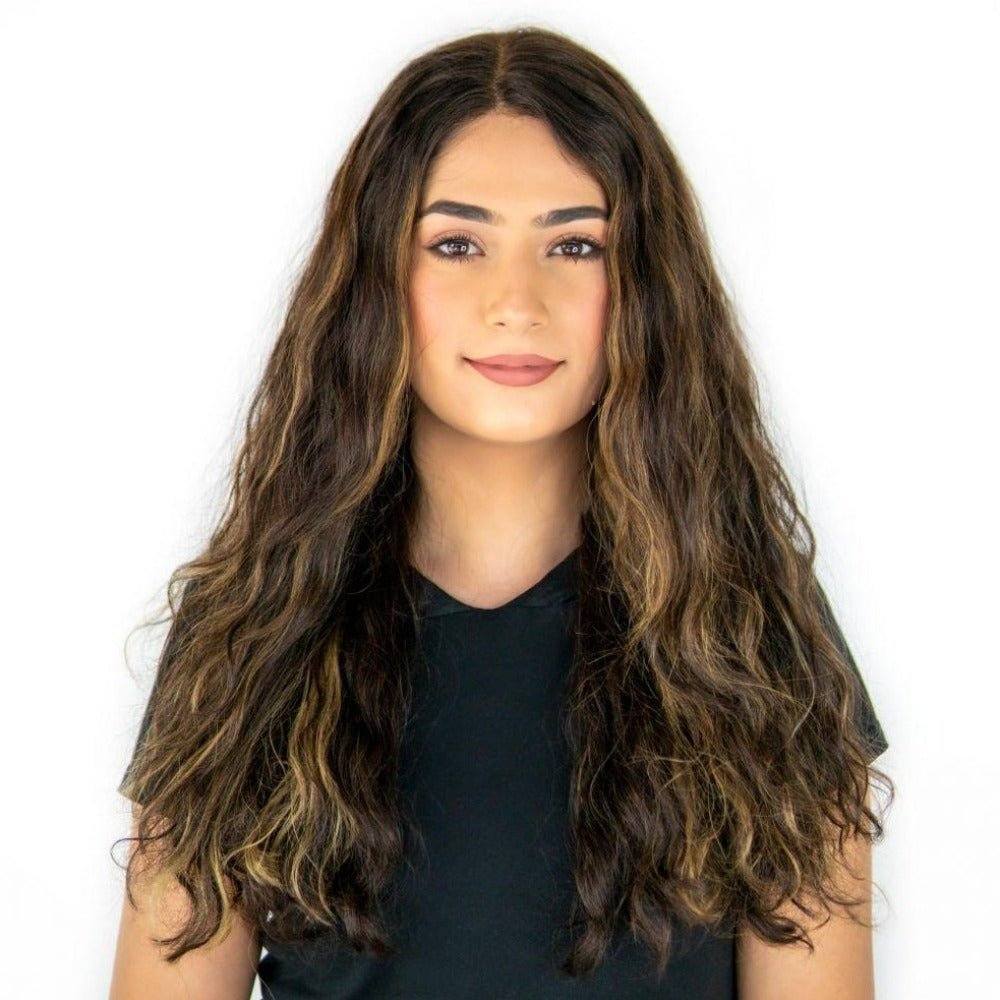 24" Divine Luxe Lace Top Wig #Dark Brown w/ Balayage Wavy