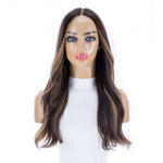 24" Divine Luxe Lace Top Topper #Dark Brown w/ Warm Balayage Wavy
