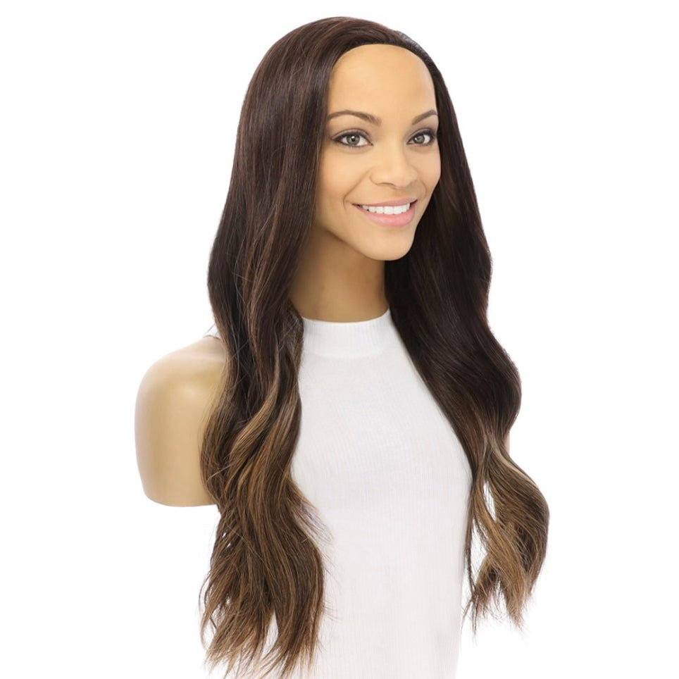 24" 3/4 Bandfall Wig Dark Brown Balayage