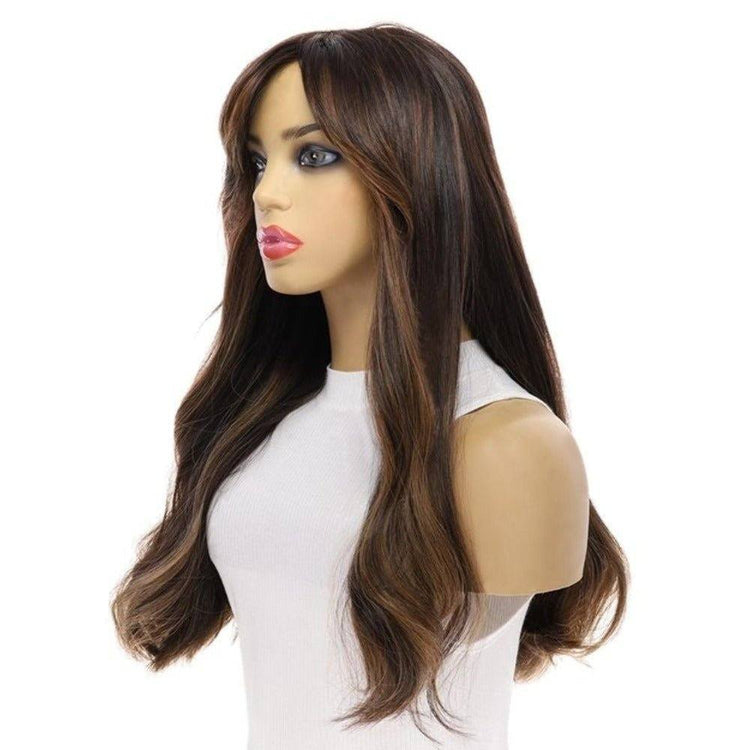 24" Divine Luxe Lace Top Wig #1B Black w/ Balayage & Curtain Bang