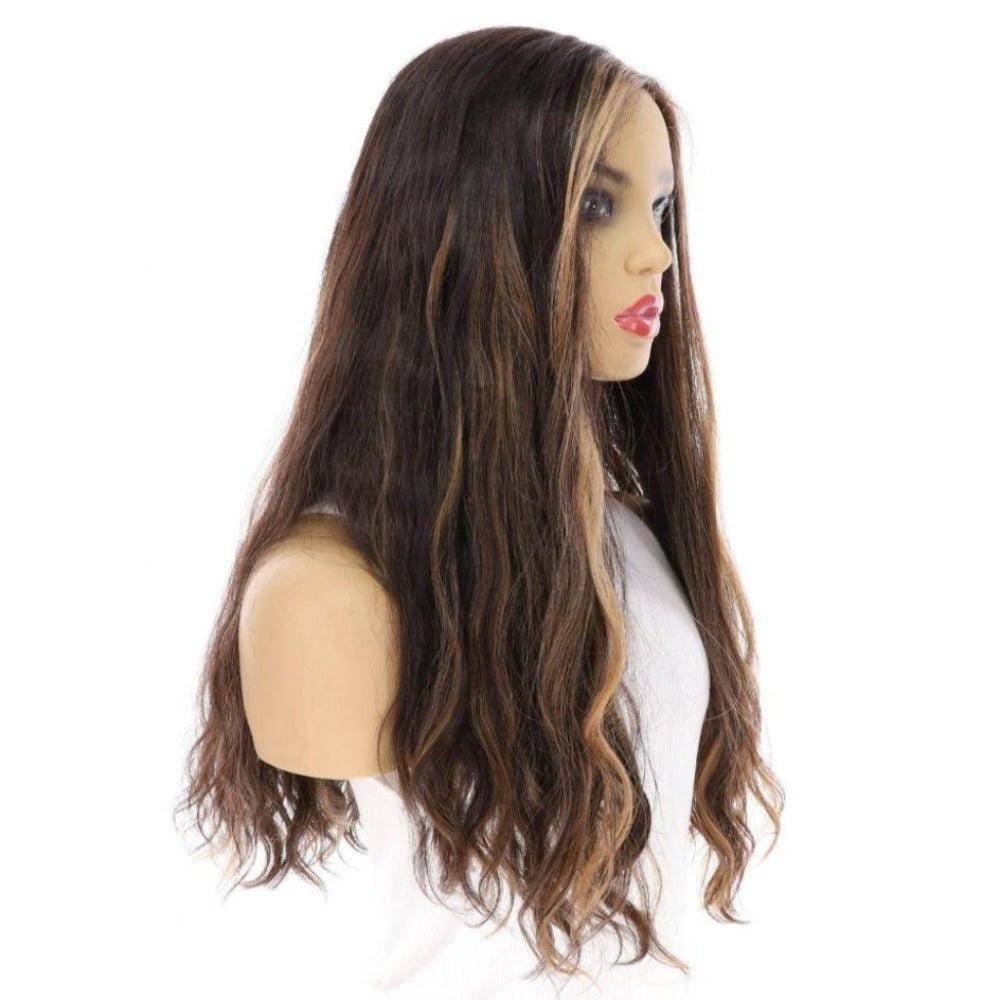 24" Divine Luxe Lace Top Wig #1B Black w/ Caramel Balayage & Rooting Wavy