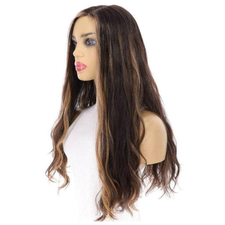 24" Divine Luxe Lace Top Wig #1B Black w/ Caramel Balayage & Rooting Wavy