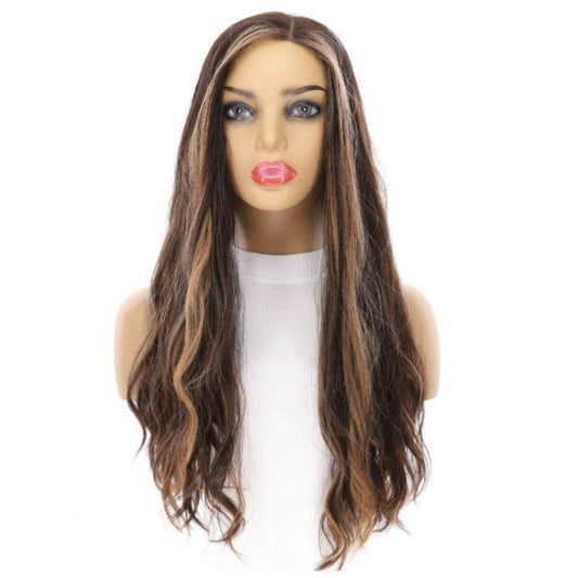 24" Divine Luxe Lace Top Wig #1B Black w/ Caramel Balayage & Rooting Wavy