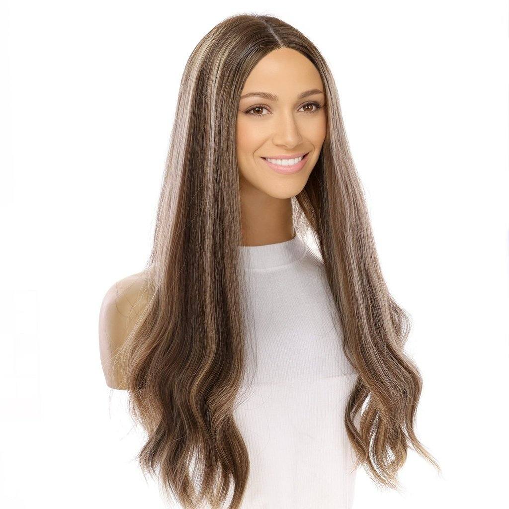 24" Divine Lace Top Wig Medium Brown w/ Highlights