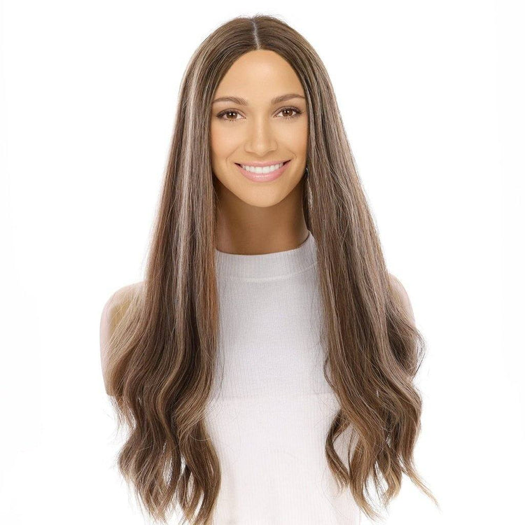 24" Divine Lace Top Wig Medium Brown w/ Highlights
