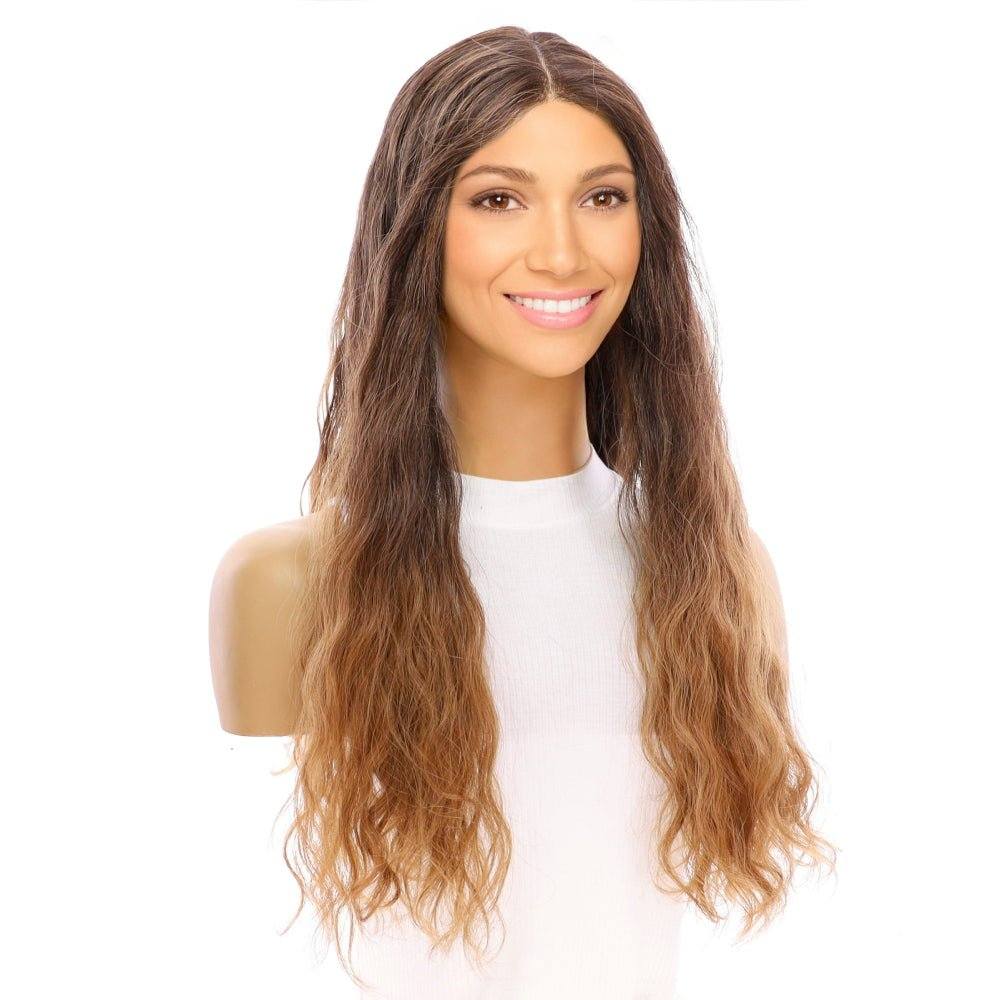 24" Divine Lace Top Wig Medium Brown Ombre Wavy