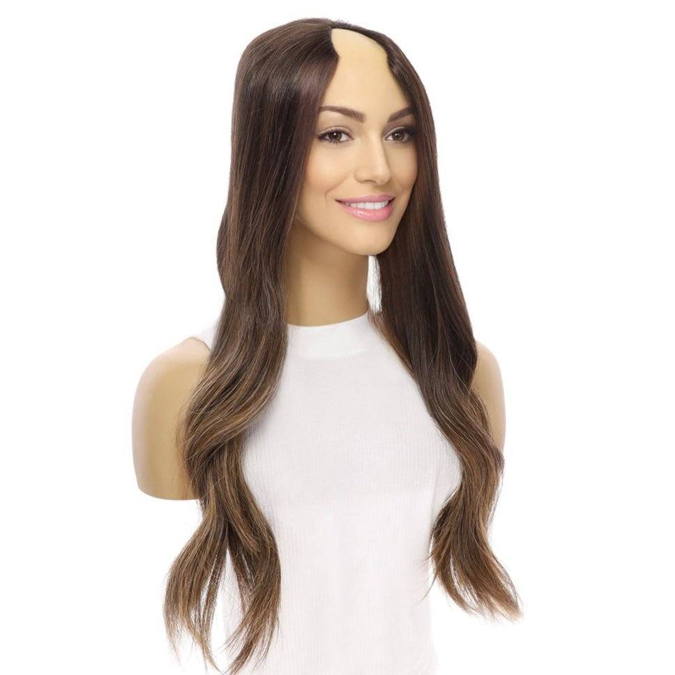 24" U-Shape Wig Dark Brown Balayage