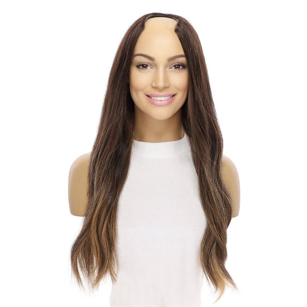 24" U-Shape Wig Dark Brown Balayage