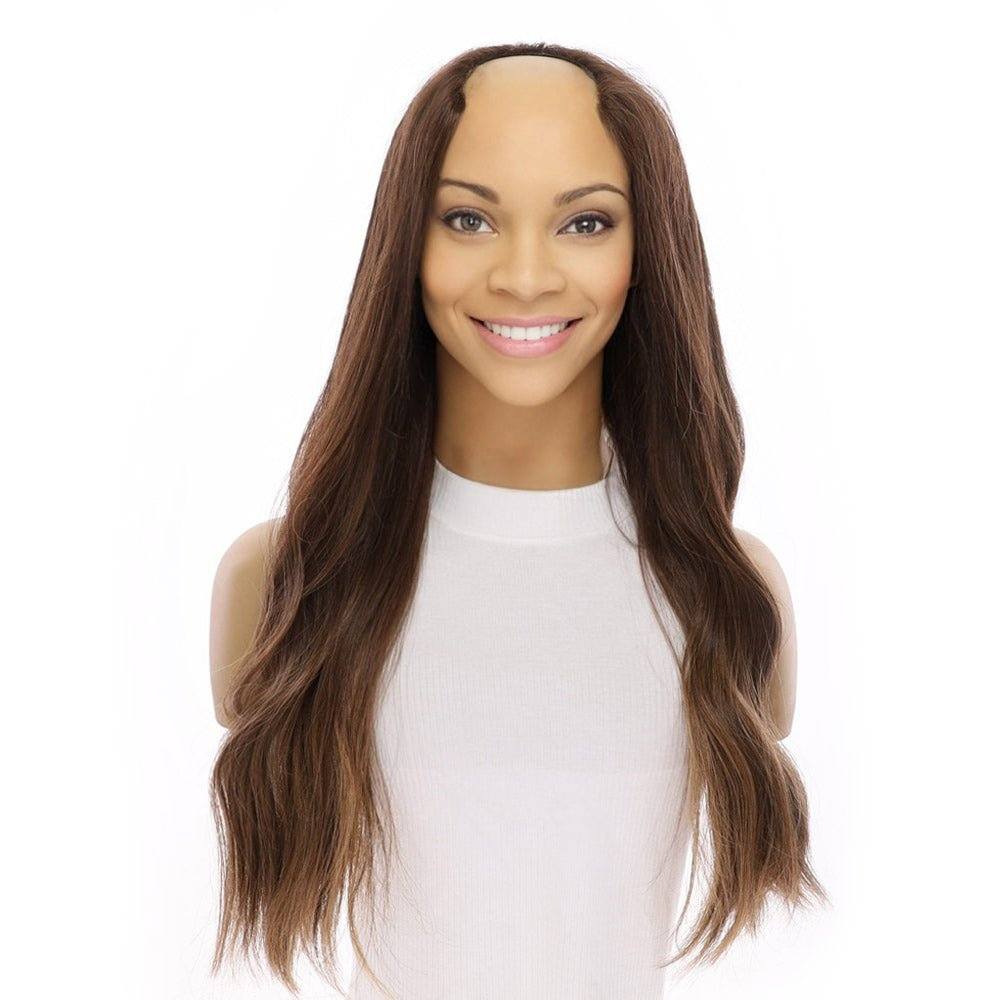 24" U-Shape Wig Medium Brown Balayage