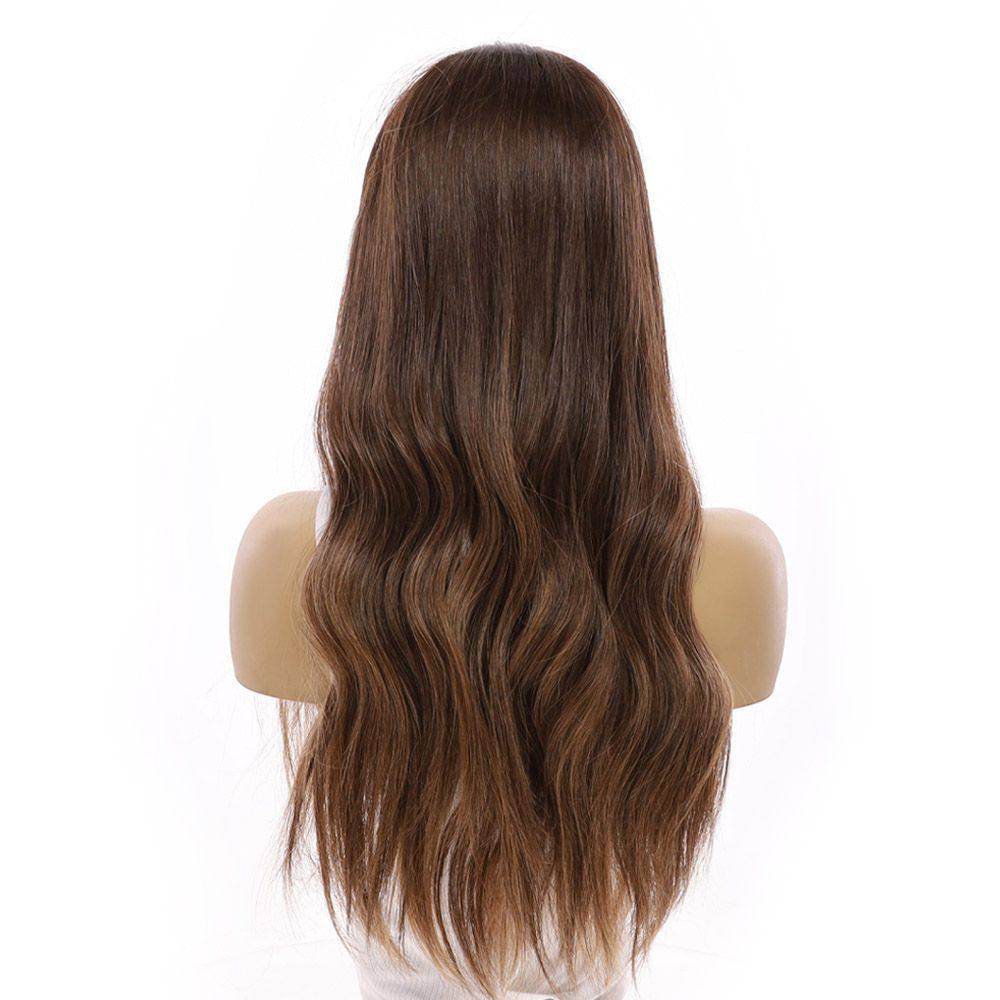 24" U-Shape Wig Medium Brown Balayage