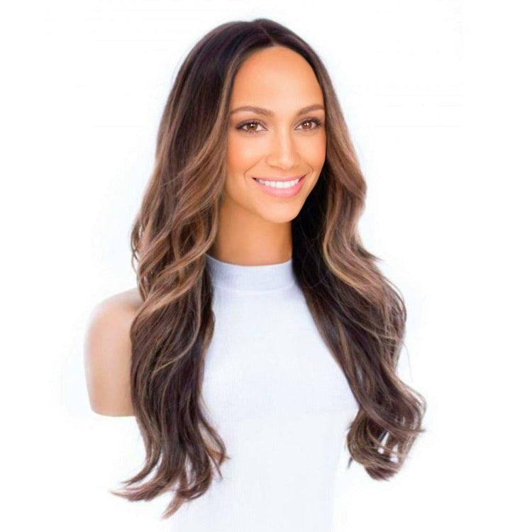 24" Divine Luxe Lace Top Wig #Dark Brown w/ Caramel Balayage & Rooting