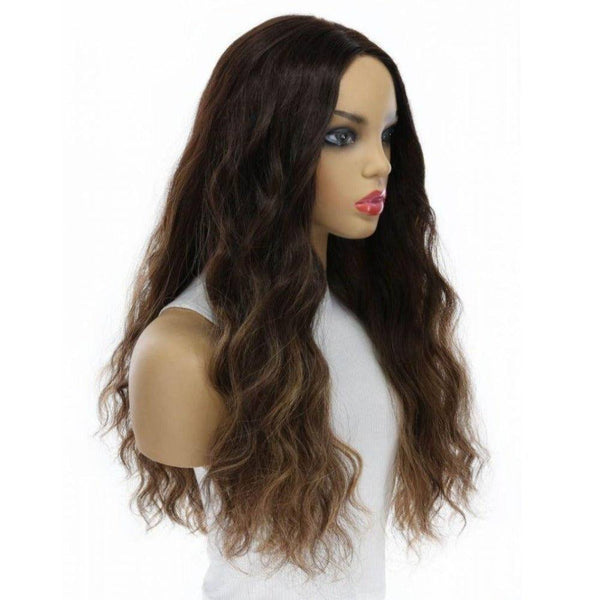 24" Divine Lace Top Wig Dark Brown Balayage Wavy