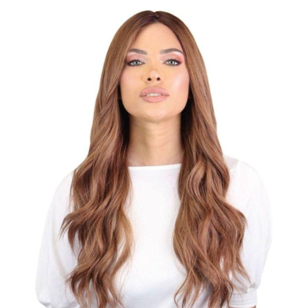 26" Ponytail Silk Top Wig Strawberry Blonde w/ Partial Rooting