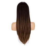 26" Ponytail Silk Top Wig Dark Brown Balayage