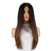 26" Ponytail Silk Top Wig Dark Brown Balayage