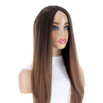 26" Ponytail Silk Top Wig Dark Brown Ombre